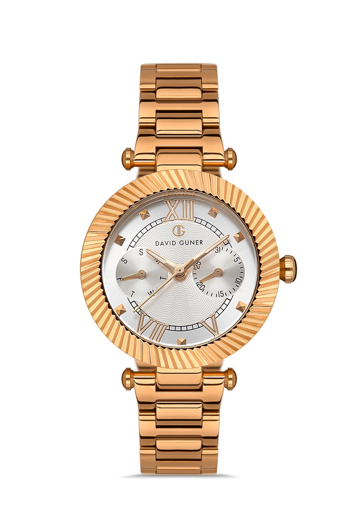 DAVID GUNER Silver Dial Rose Plating Women's Watch