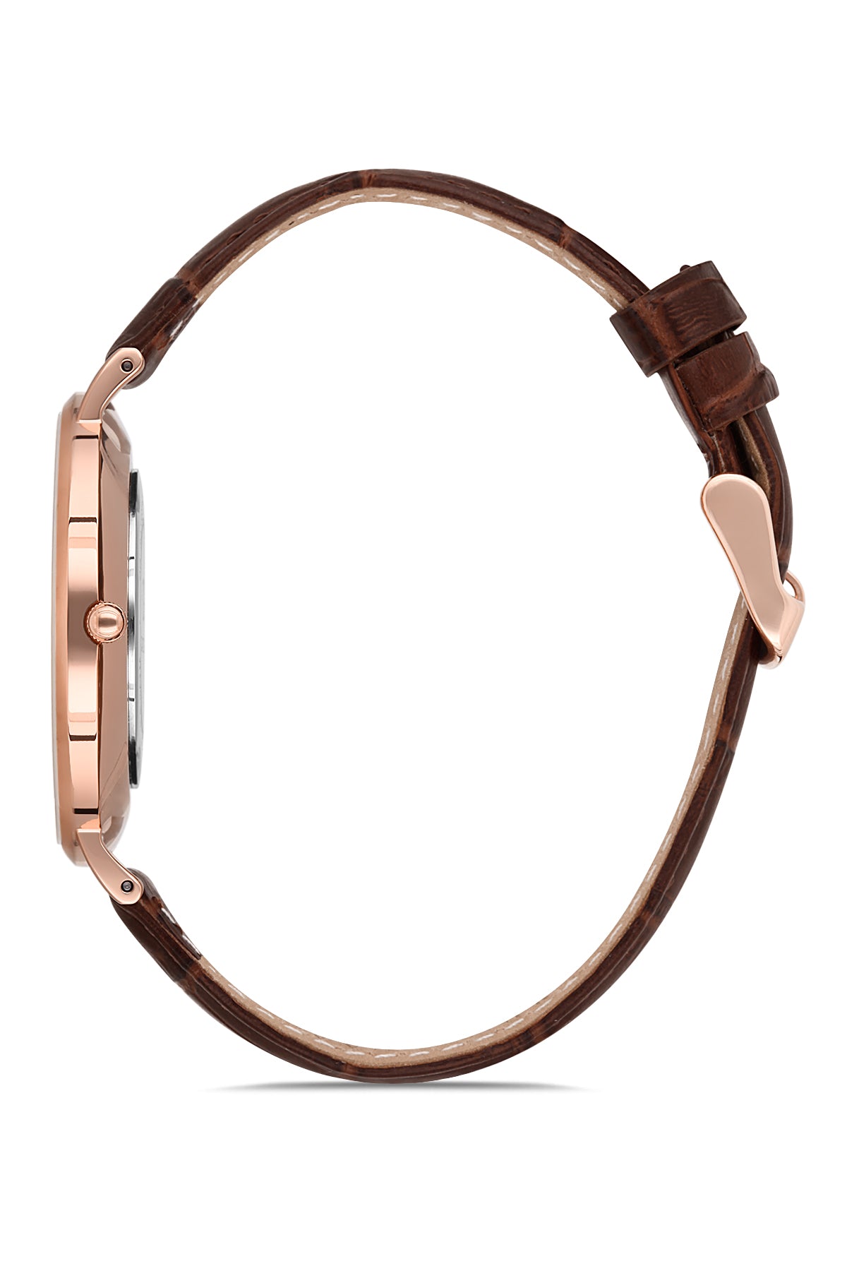 DAVID GUNER Gümüş Kadranlı Rose Kaplamalı Erkek Deri Kol Saati - DG-8074GB-S1