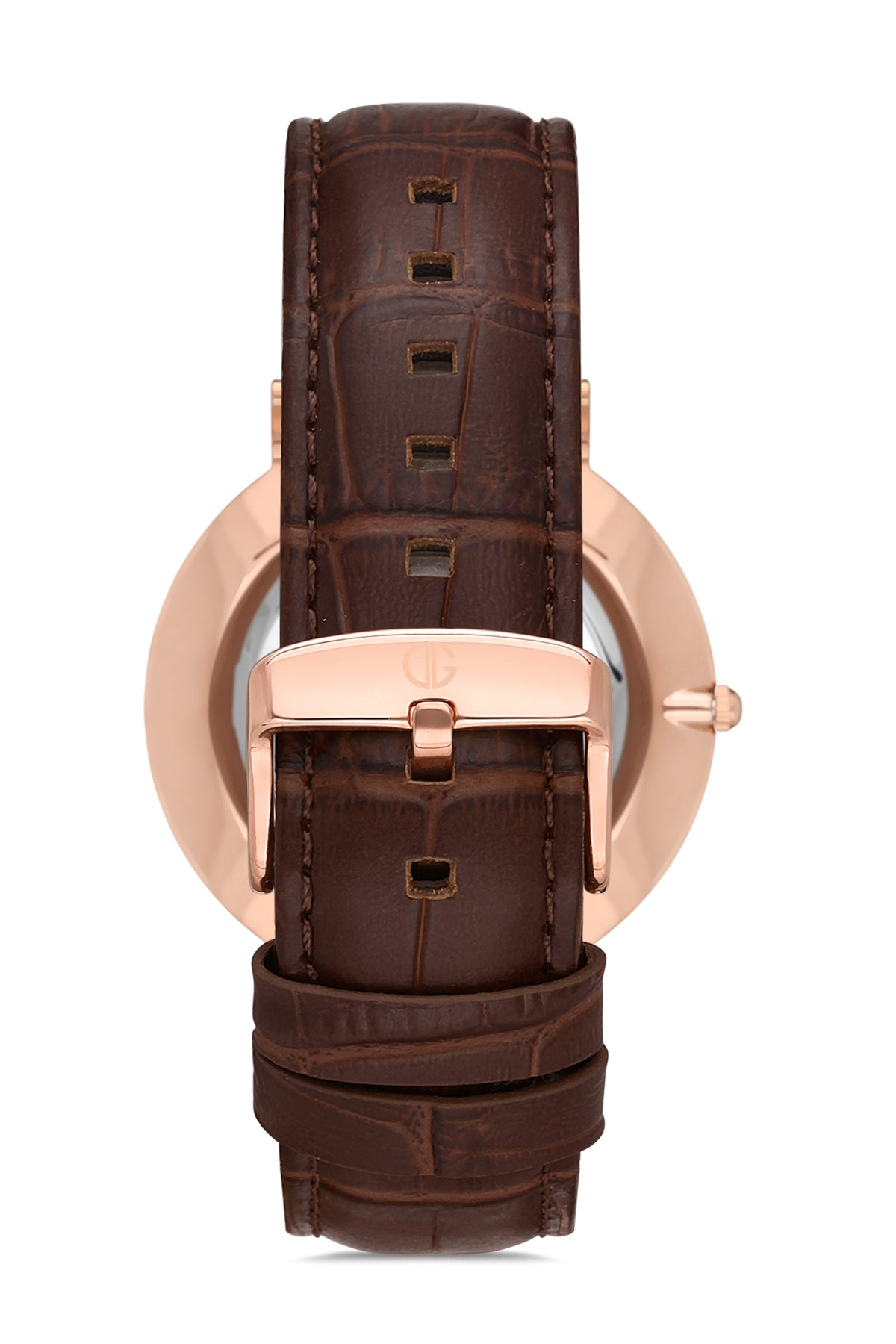 DAVID GUNER Gümüş Kadranlı Rose Kaplamalı Erkek Deri Kol Saati - DG-8074GB-S1