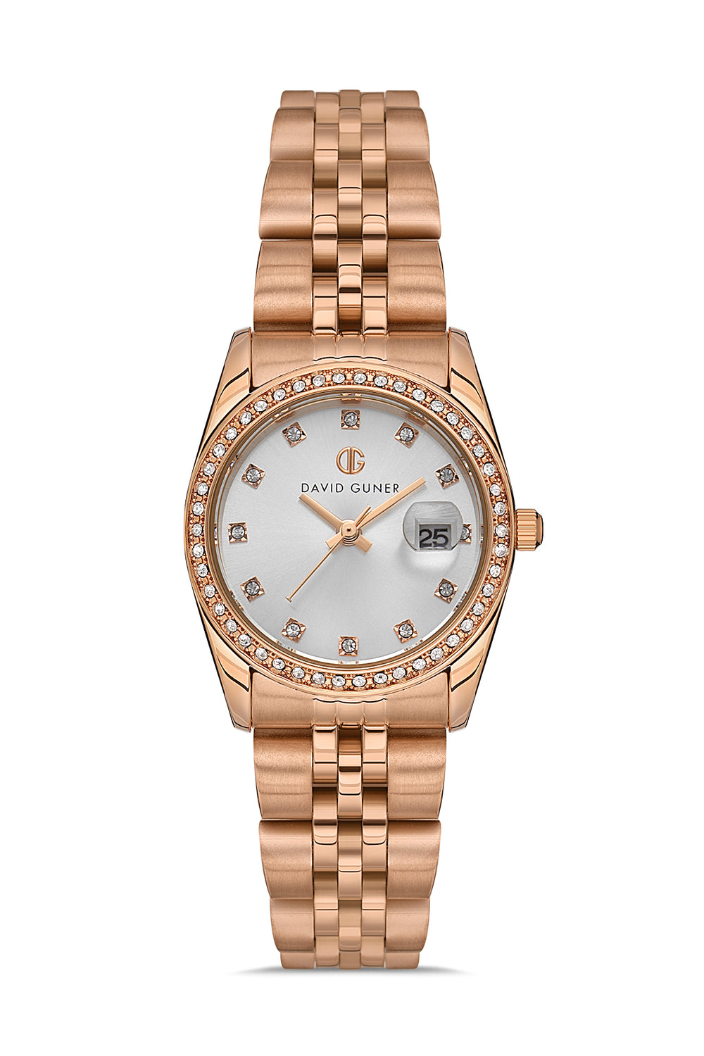 DAVID GUNER Silver Dial Rose Plating Women's Watch