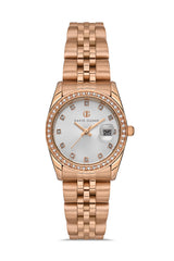 DAVID GUNER Silver Dial Rose Plating Women's Watch