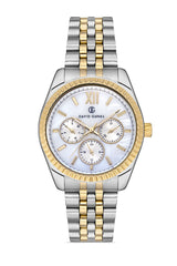 DAVID GUNER Gümüş Kadranlı Sarı Beyaz Kaplamalı Kadın Kol Saati - DG-8314LA-D1