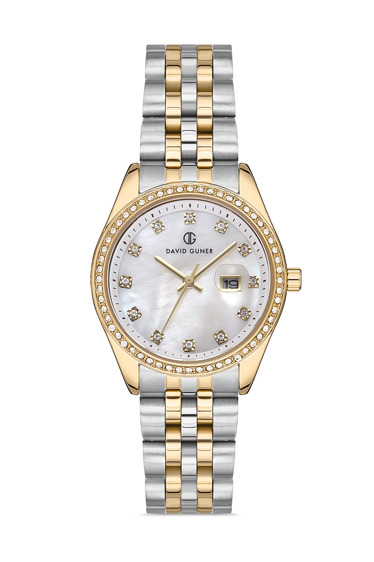 DAVID GUNER Gümüş Kadranlı Sarı-Beyaz Kaplamalı Kadın Kol Saati - DG-8193LA-D1