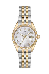 DAVID GUNER Gümüş Kadranlı Sarı-Beyaz Kaplamalı Kadın Kol Saati - DG-8193LA-D1