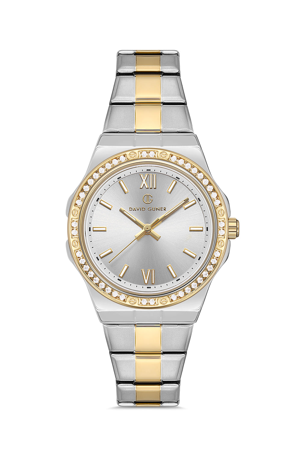 DAVID GUNER Silver Dial Yellow Silver Plating Stone Women's Watch