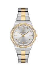 DAVID GUNER Silver Dial Yellow Silver Plating Stone Women's Watch