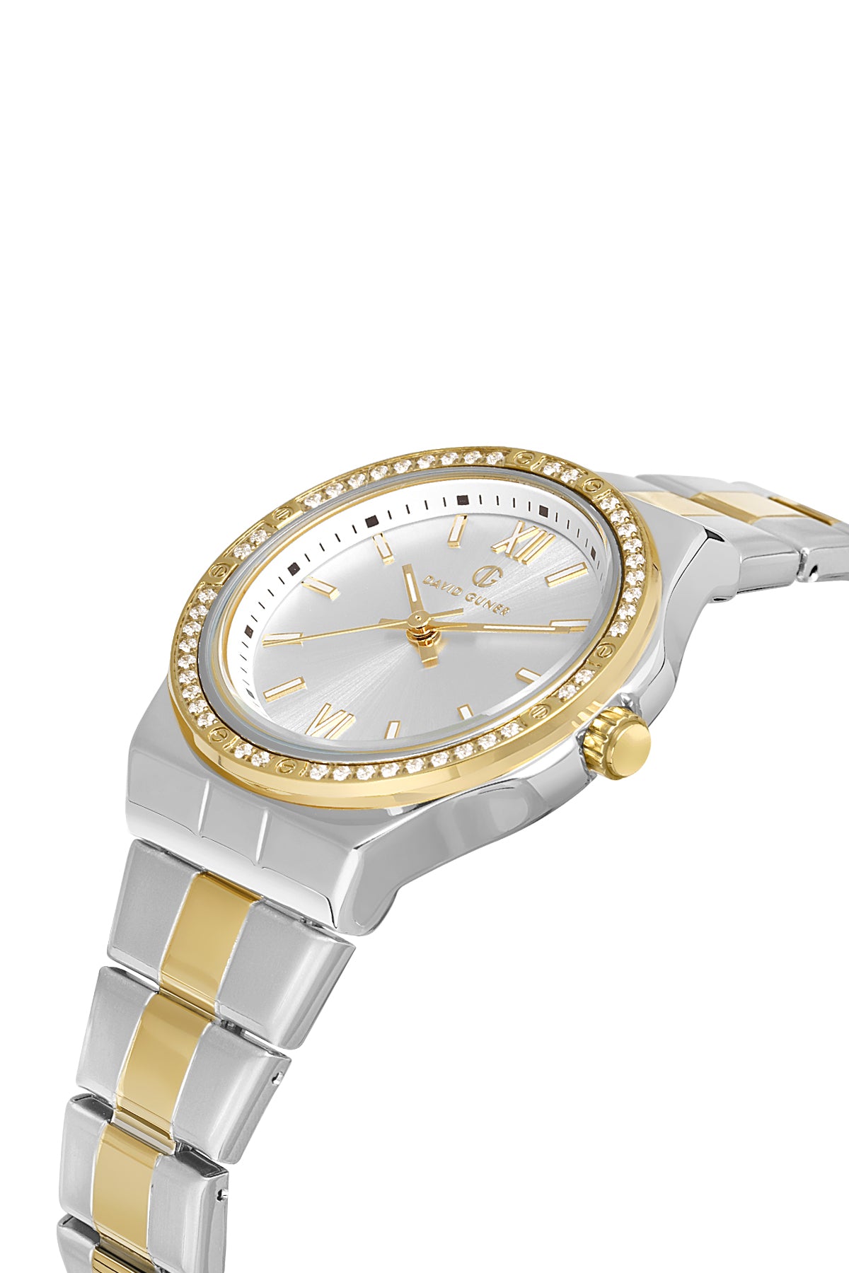 DAVID GUNER Silver Dial Yellow Silver Plating Stone Women's Watch