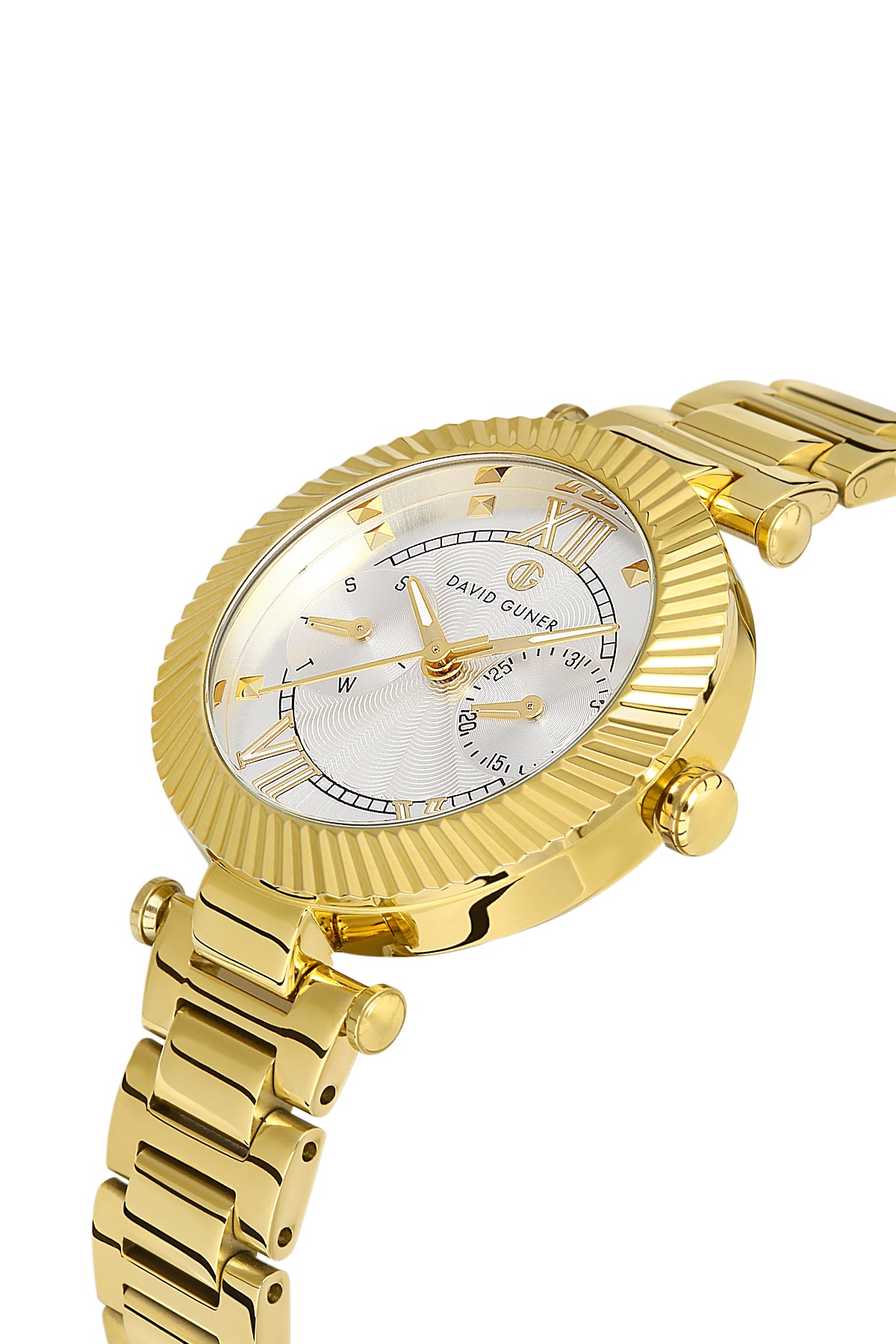 DAVID GUNER Silver Dial Yellow Coated Women's Watch