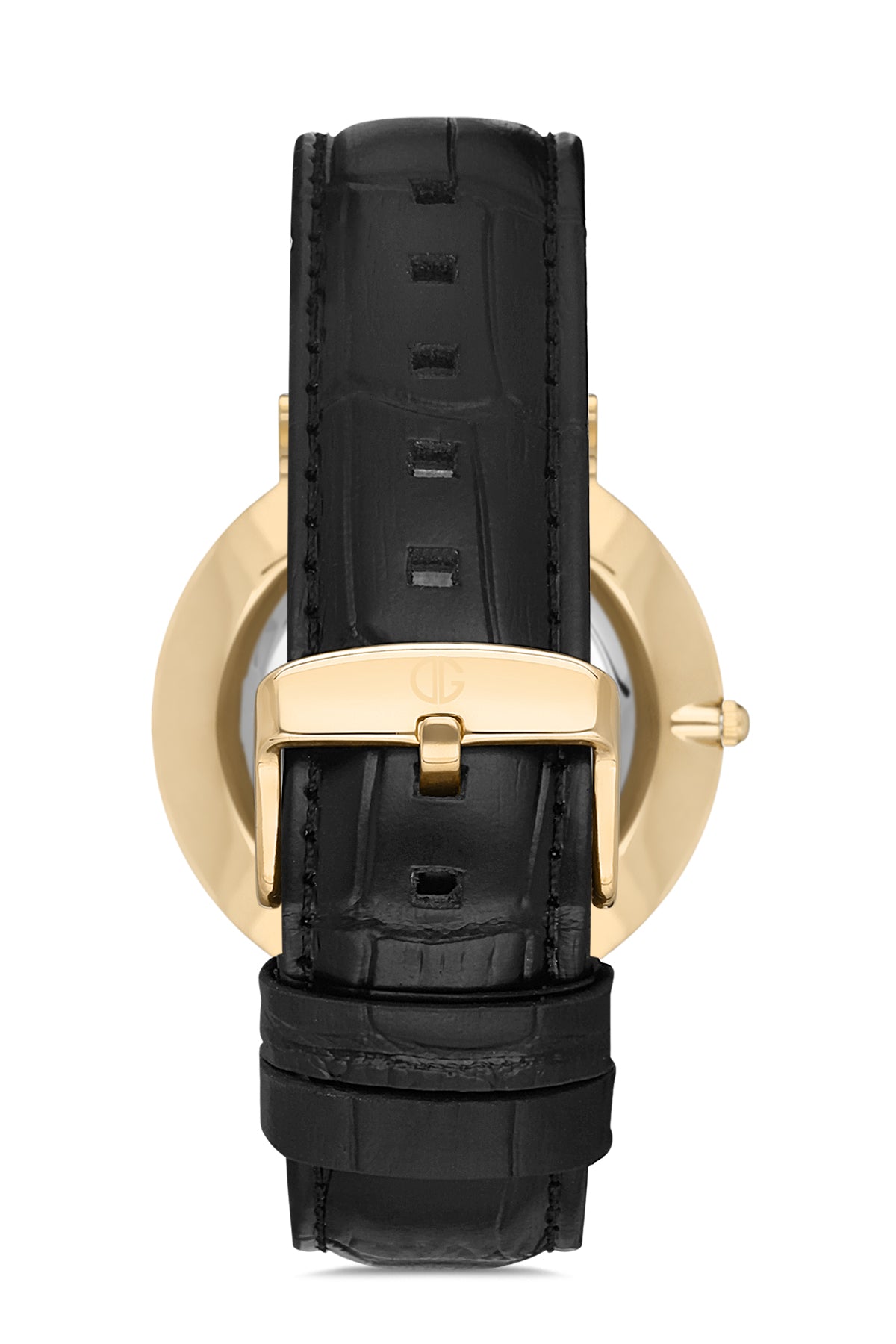 DAVID GUNER Gümüş Kadranlı Sarı Kaplamalı Erkek Deri Kol Saati - DG-8074GB-N1