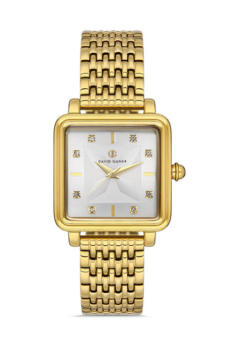 DAVID GUNER Gümüş Kadranlı Sarı Kaplamalı Kadın Kol Saati - DG-8471LA-B1