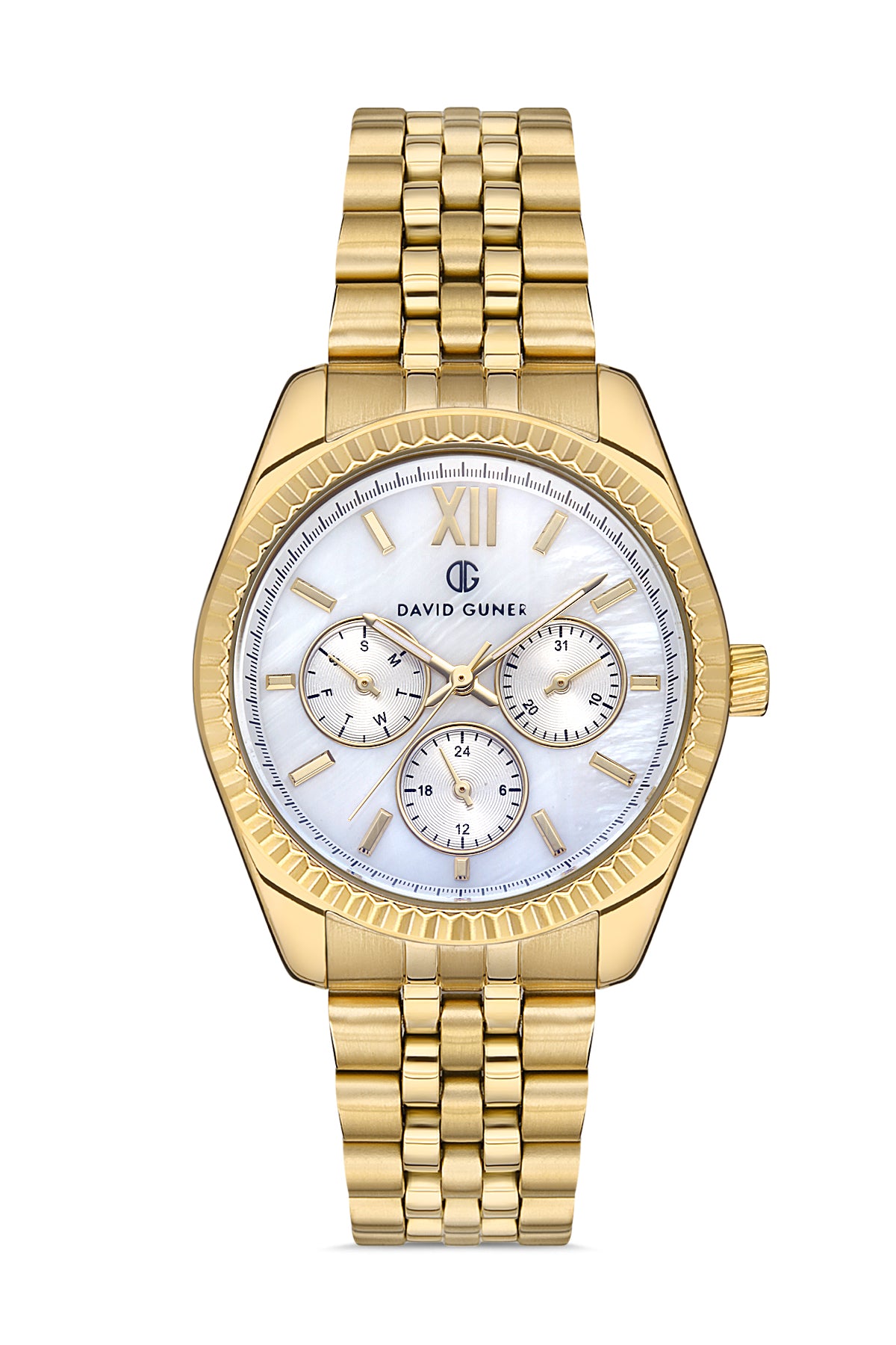 DAVID GUNER Gümüş Kadranlı Sarı Kaplamalı Kadın Kol Saati - DG-8314LA-B1