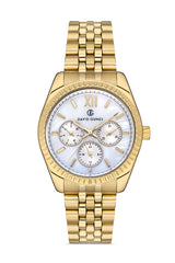 DAVID GUNER Gümüş Kadranlı Sarı Kaplamalı Kadın Kol Saati - DG-8314LA-B1