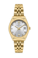 DAVID GUNER Gümüş Kadranlı Sarı Kaplamalı Kadın Kol Saati - DG-8630LA-B1