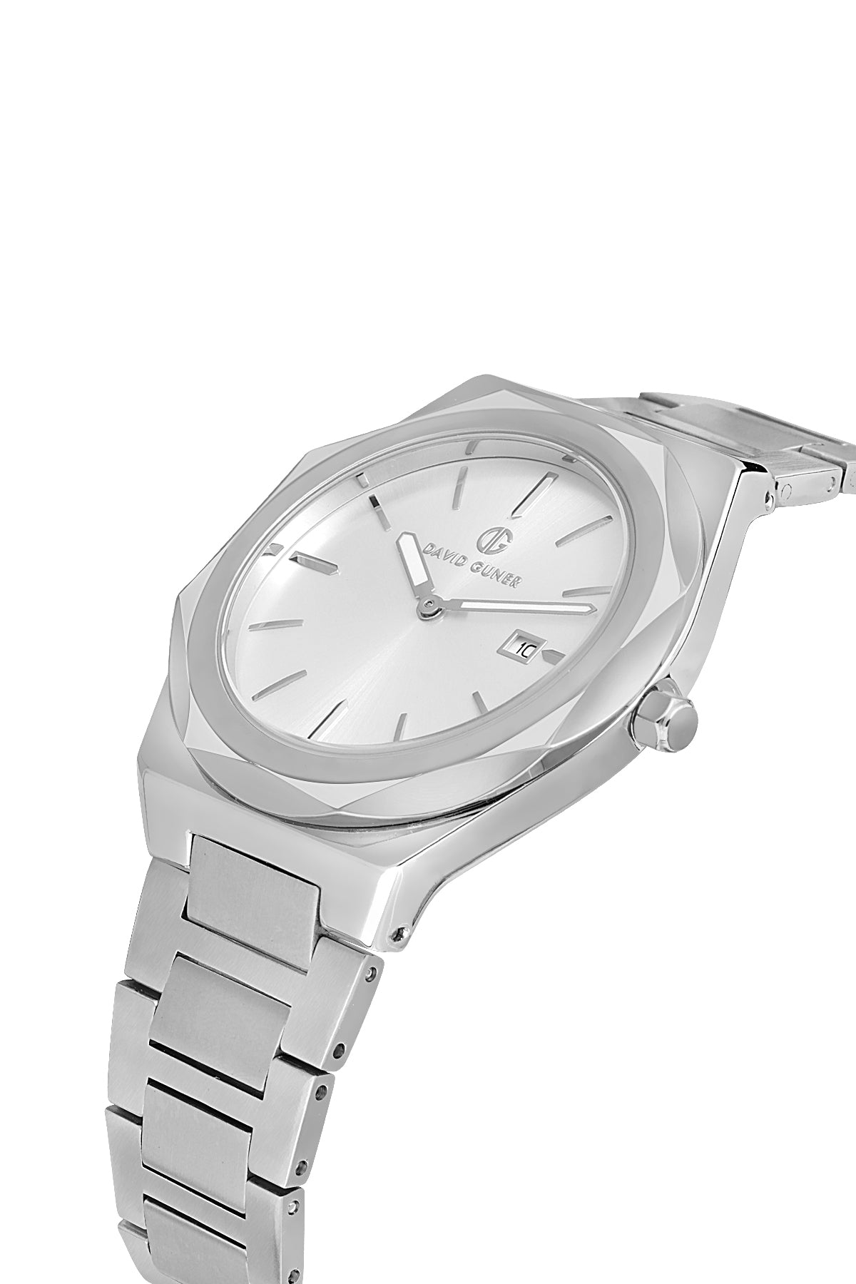 DAVID GUNER Gümüş Kadranlı Takvimli Paslanmaz Çelik Erkek Kol Saati - DG-8620GA-A1