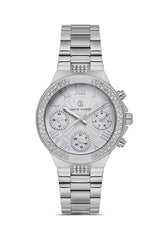 DAVID GUNER Gümüş Kadranlı Taşlı Multi Fonksiyon Paslanmaz Çelik Kadın Kol Saati - DG-8691LA-A1