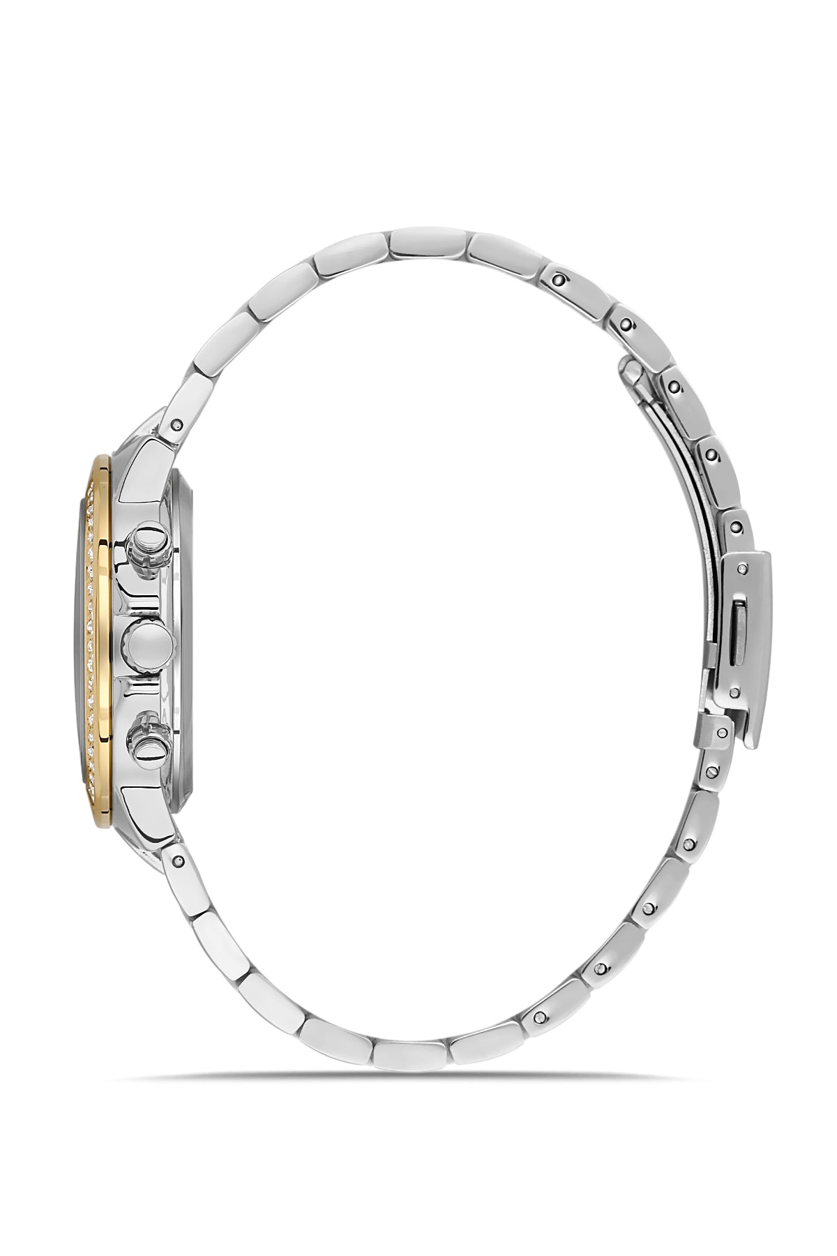 DAVID GUNER Gümüş Kadranlı Taşlı Multi Fonksiyon Sarı-Gümüş Paslanmaz Çelik Kadın Kol Saati - DG-8691LA-D1