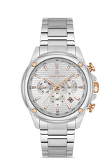 DAVID GUNER Gümüş Kaplama Beyaz Kadranlı Paslanmaz Masif Çelik Erkek Kol Saati - DG-8625GA-A1