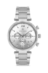 DAVID GUNER Gümüş Kaplama Gümüş Kadranlı Multi Fonksiyonlu Paslanmaz Masif Çelik Erkek Kol Saati - DG-8693GA-A1