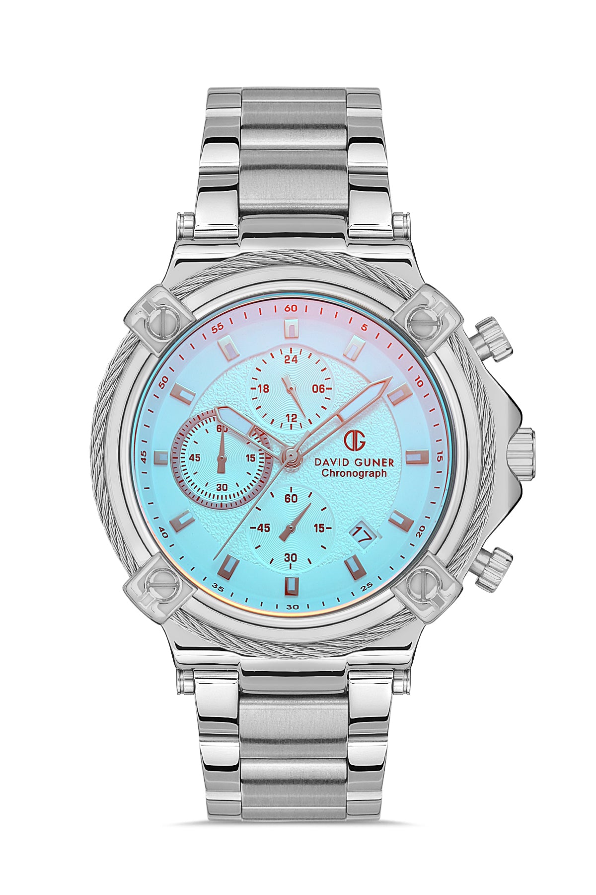 DAVID GUNER Silver Plating Blue Silver Dial Men's Watch