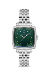 Davıd Guner Silver Plating Green Dial Plain Women's Watch