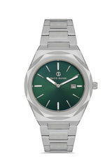DAVID GUNER Gümüş Kaplama Yeşil Kadranlı Multi Fonksiyonlu Paslanmaz Masif Çelik Erkek Kol Saati - DG-8620GA-A10