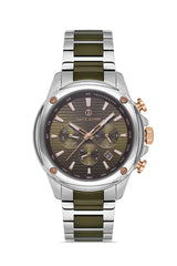 DAVID GUNER Gümüş Kaplama Yeşil Kadranlı Paslanmaz Masif Çelik Erkek Kol Saati - DG-8625GA-ZM10