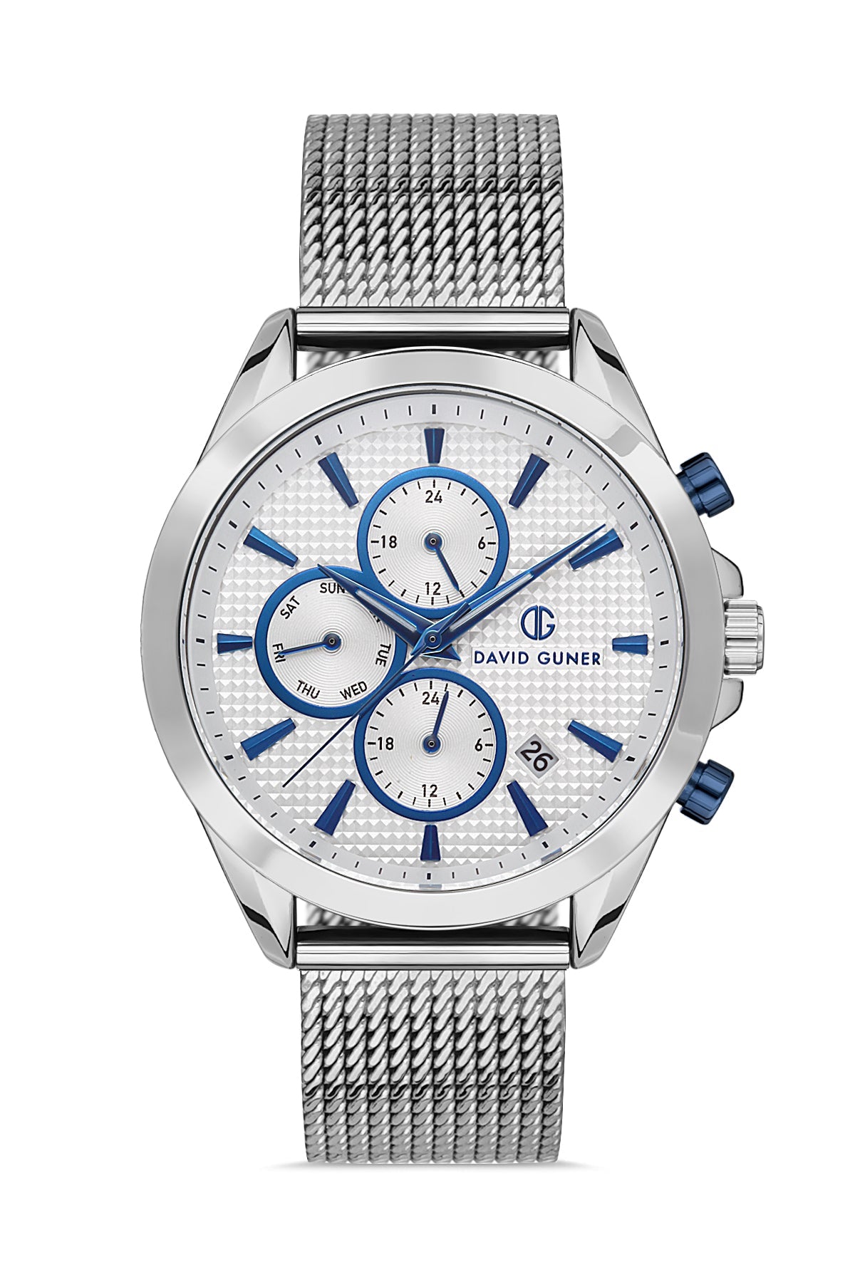 DAVID GUNER GÜMÜŞ KAPLAMALI BEYAZ KADRANLI ERKEK KOL SAATİ - DG-8323GC-A1