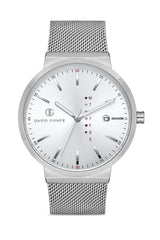 DAVID GUNER GÜMÜŞ KAPLAMALI BEYAZ KADRANLI ERKEK KOL SAATİ - DG-8240GC-A1