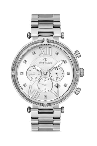DAVID GUNER GÜMÜŞ KAPLAMALI BEYAZ KADRANLI ERKEK KOL SAATİ - DG-8273GA-A1