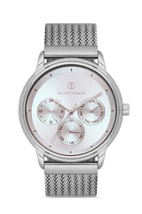 DAVID GUNER GÜMÜŞ KAPLAMALI BEYAZ KADRANLI ERKEK KOL SAATİ - DG-8294GC-A1