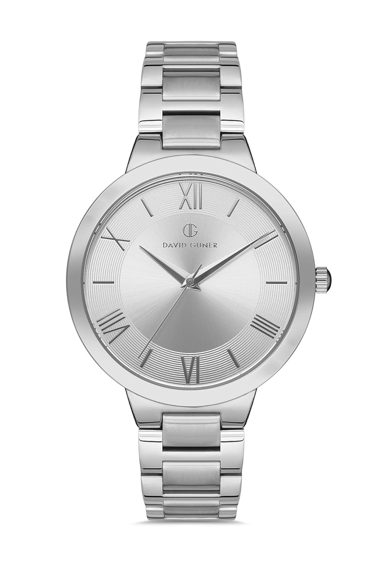 DAVID GUNER GÜMÜŞ KAPLAMALI BEYAZ KADRANLI ERKEK KOL SAATİ DG-8146GA-A1