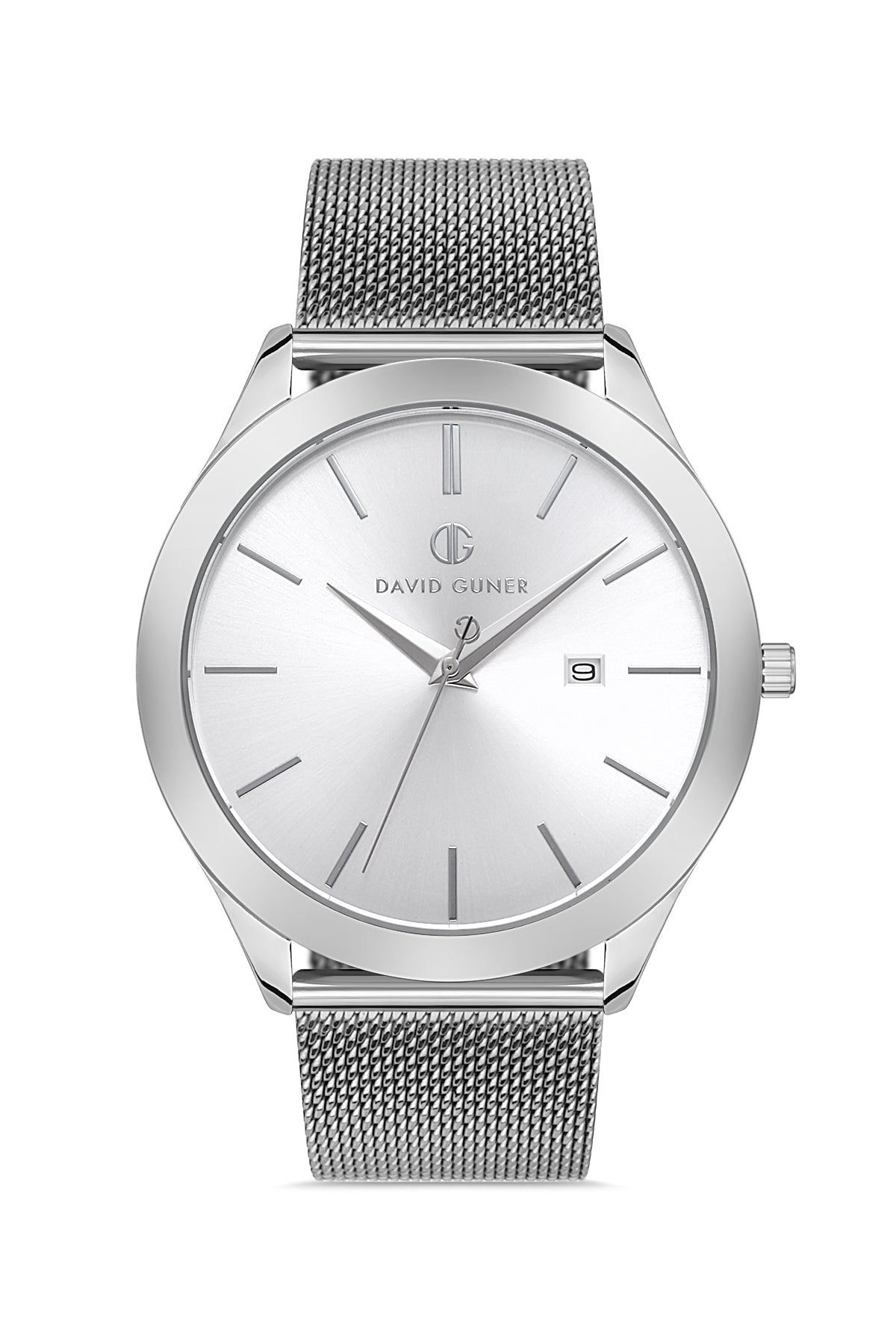 DAVID GUNER GÜMÜŞ KAPLAMALI BEYAZ KADRANLI ERKEK KOL SAATİ - DG-8179GC-A1