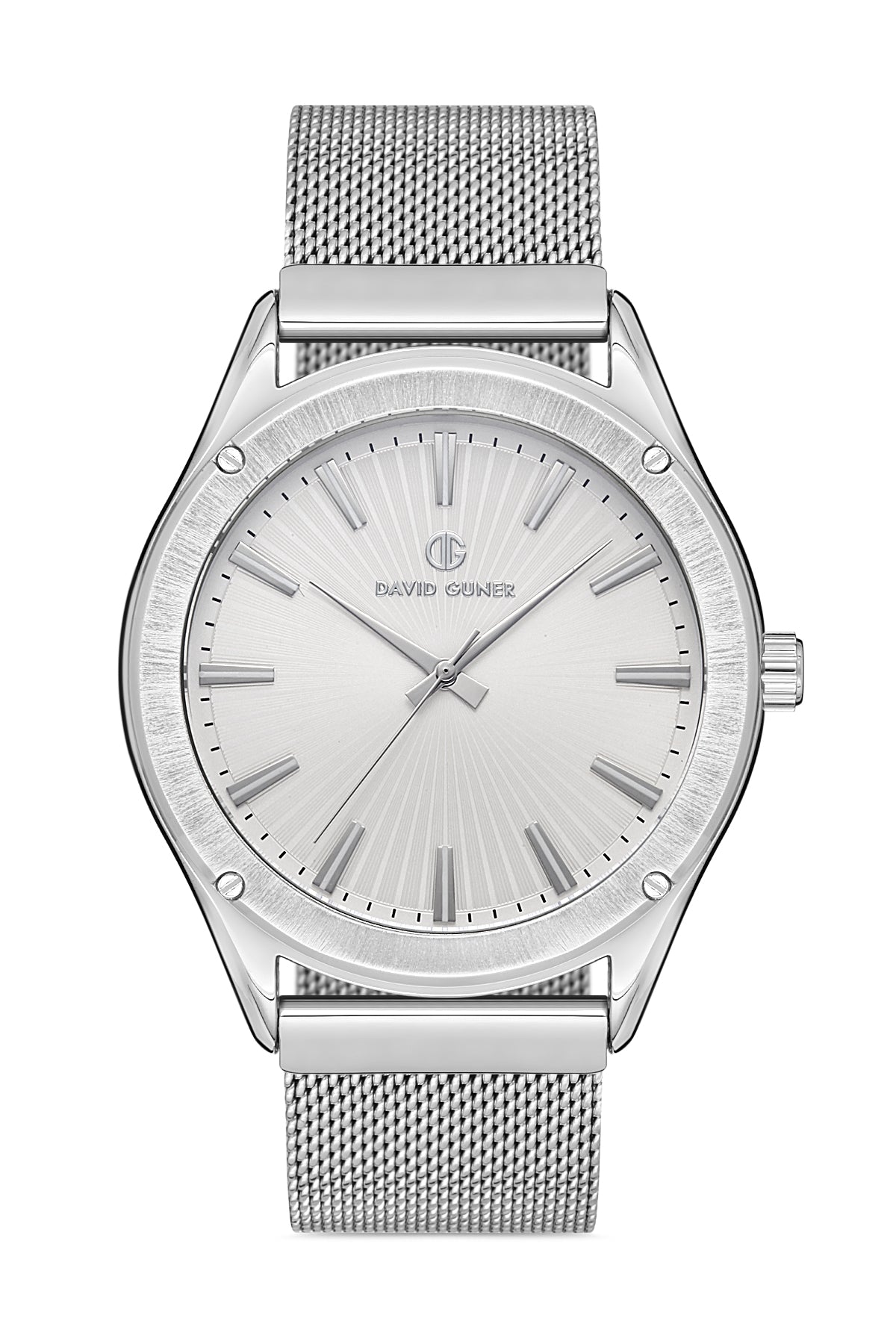 DAVID GUNER GÜMÜŞ KAPLAMALI BEYAZ KADRANLI ERKEK KOL SAATİ DG-8285GC-A1