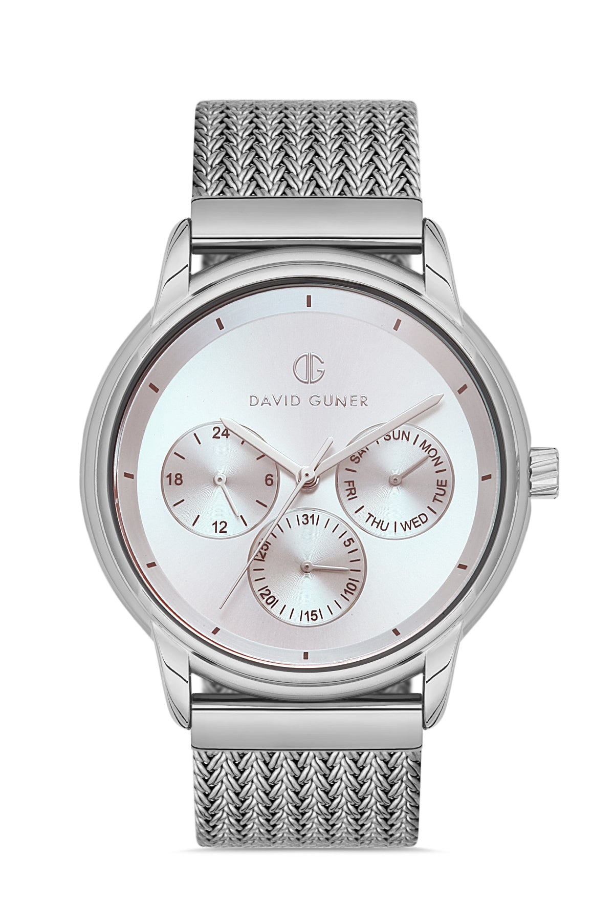 DAVID GUNER GÜMÜŞ KAPLAMALI BEYAZ KADRANLI ERKEK KOL SAATİ - DG-8294GC-A1