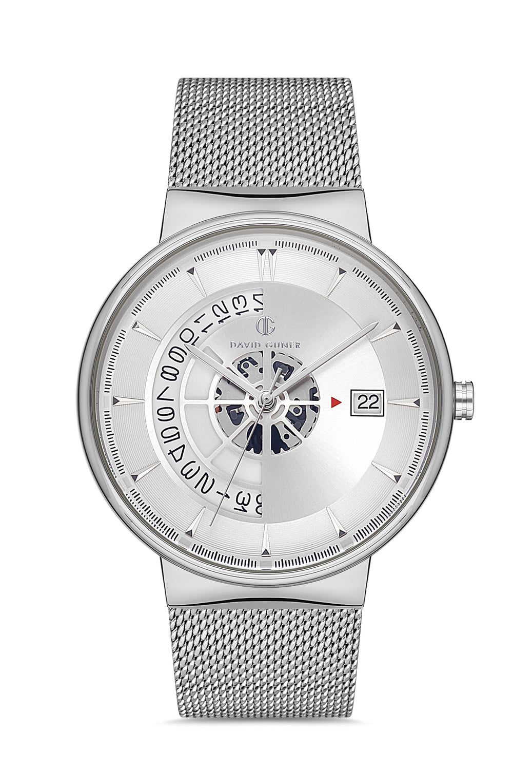 DAVID GUNER Erkek Kol Saati Gümüş Kadran Gümüş Kasa DG-8309GC-A1