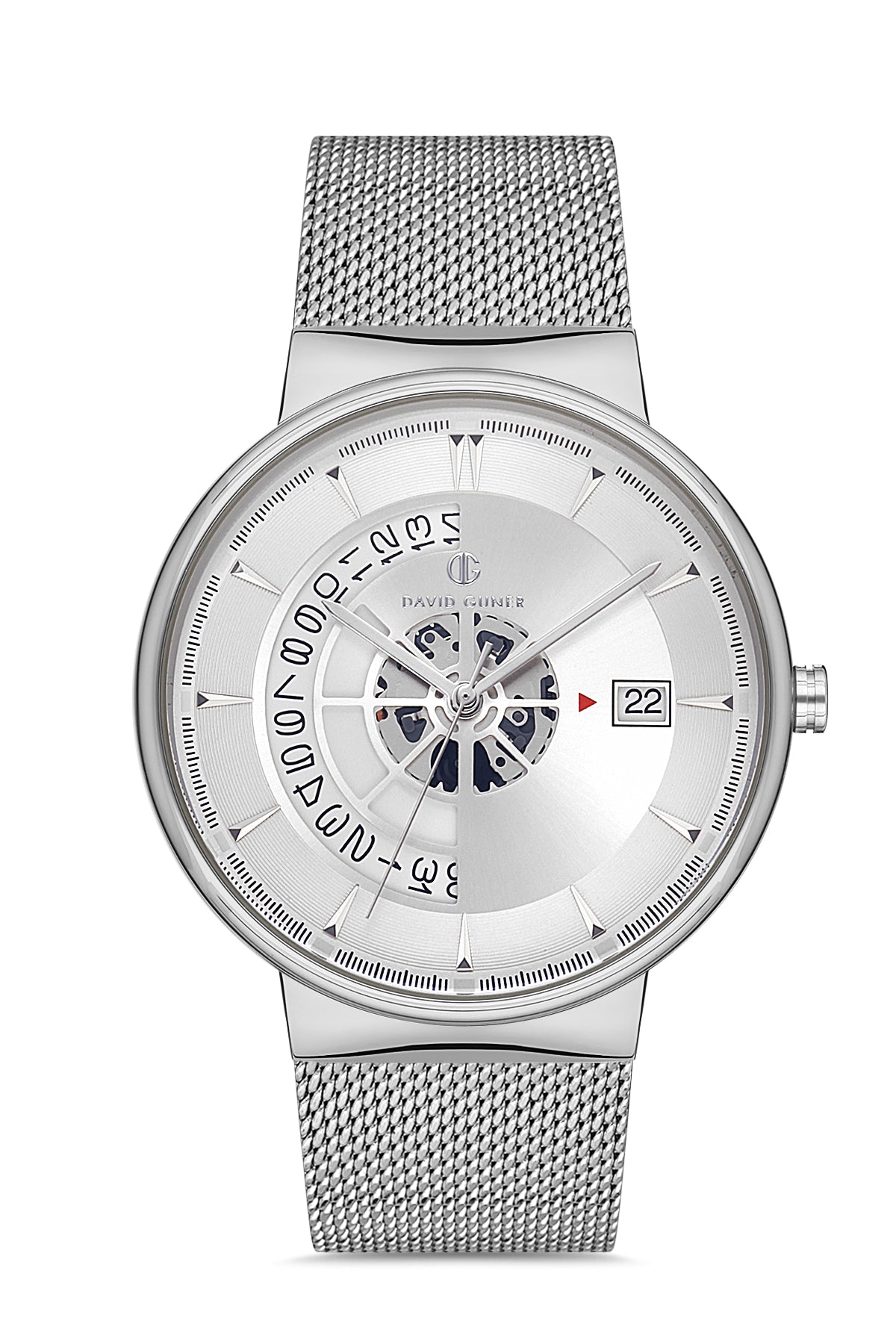 DAVID GUNER GÜMÜŞ KAPLAMALI BEYAZ KADRANLI ERKEK KOL SAATİ DG-8309GC-A1