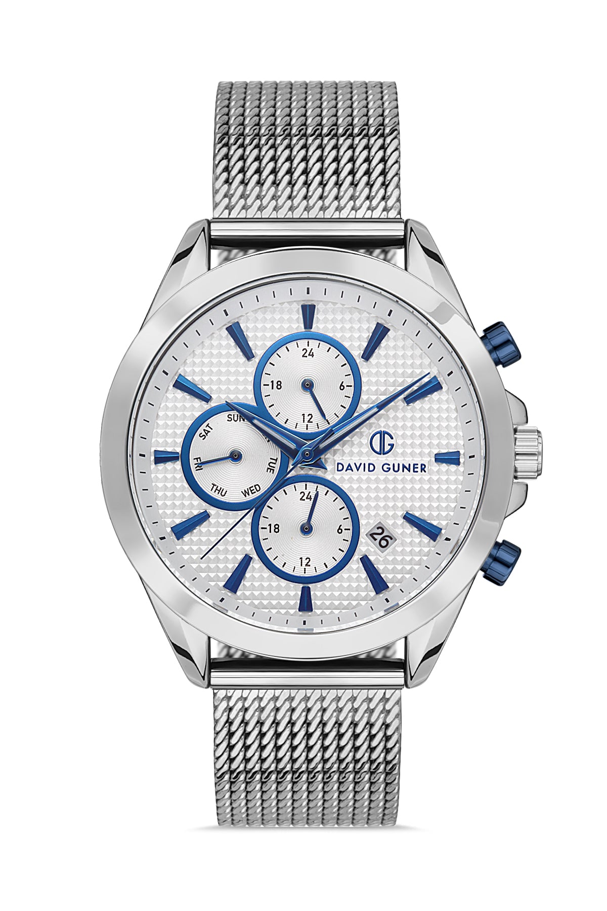 DAVID GUNER GÜMÜŞ KAPLAMALI BEYAZ KADRANLI ERKEK KOL SAATİ - DG-8323GC-A1