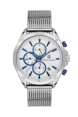 DAVID GUNER GÜMÜŞ KAPLAMALI BEYAZ KADRANLI ERKEK KOL SAATİ - DG-8323GC-A1