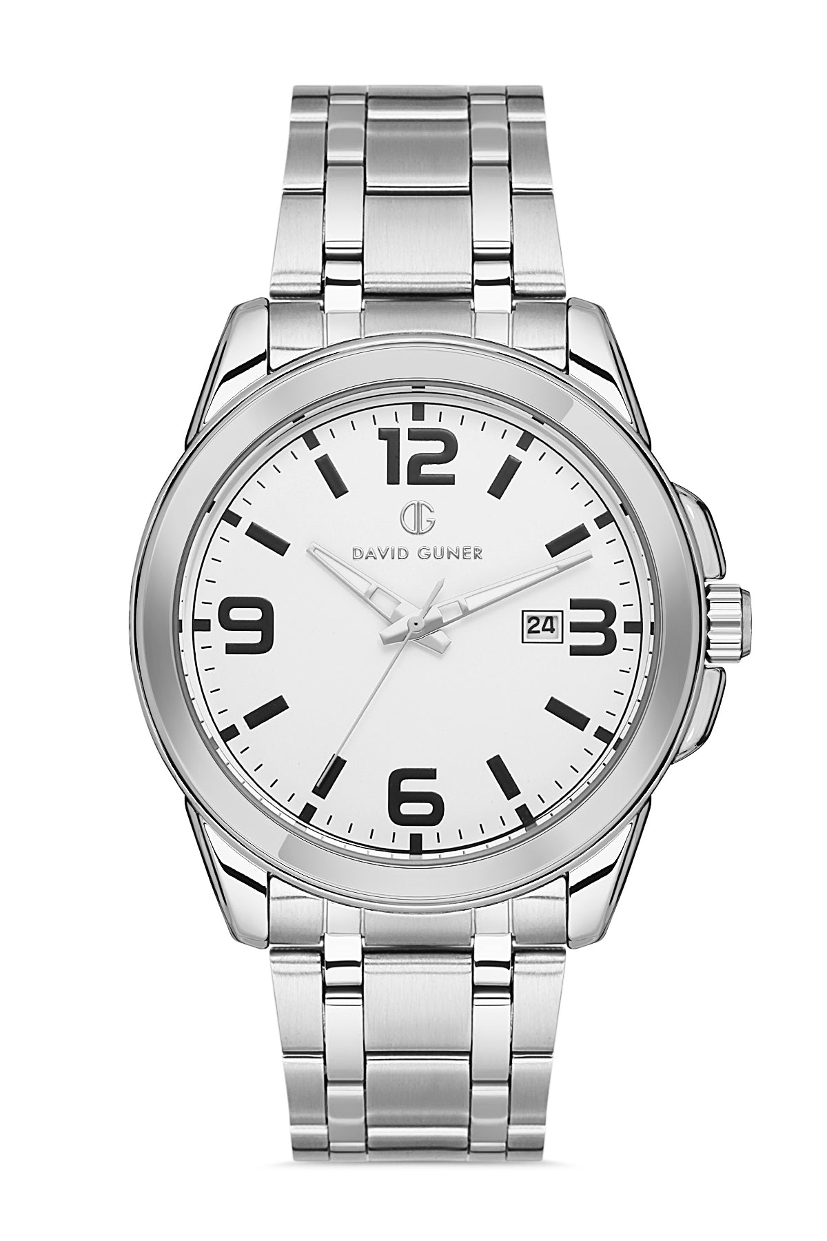 DAVID GUNER Gümüş Kadranlı Takvimli Paslanmaz Çelik Erkek Kol Saati - DG-8469GA-A1