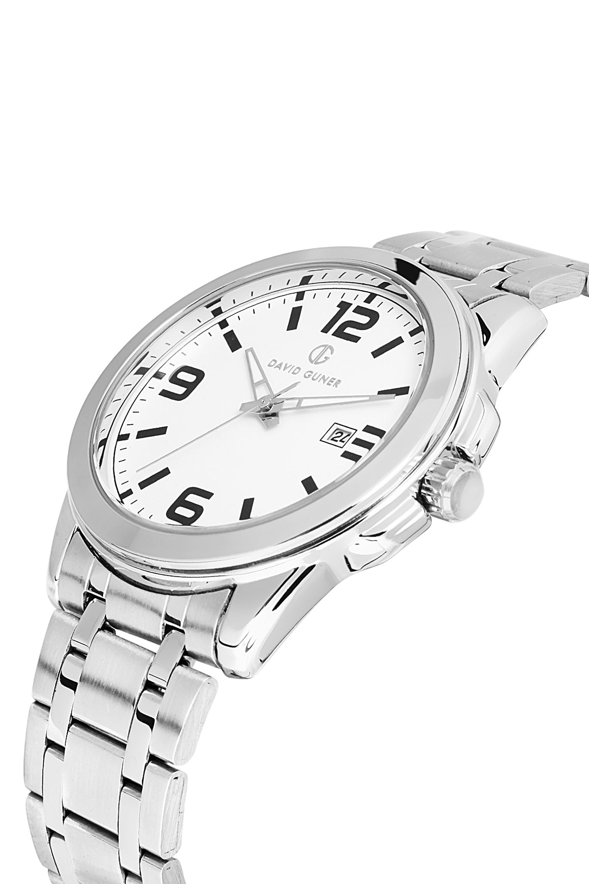 DAVID GUNER Gümüş Kadranlı Takvimli Paslanmaz Çelik Erkek Kol Saati - DG-8469GA-A1
