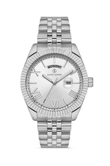 DAVID GUNER GÜMÜŞ KAPLAMALI BEYAZ KADRANLI ERKEK KOL SAATİ DG-8481GA-A1