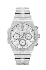 DAVID GUNER GÜMÜŞ KAPLAMALI BEYAZ KADRANLI ERKEK KOL SAATİ DG-8607GA-A1