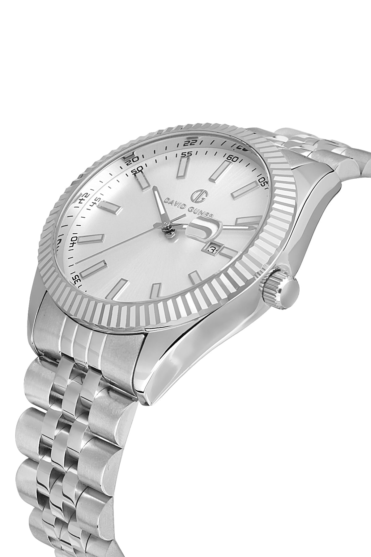 DAVID GUNER Gümüş Renk Kaplamalı Gümüş Kadranlı Takvimli Erkek Kol Saati DG-8626GA-A1