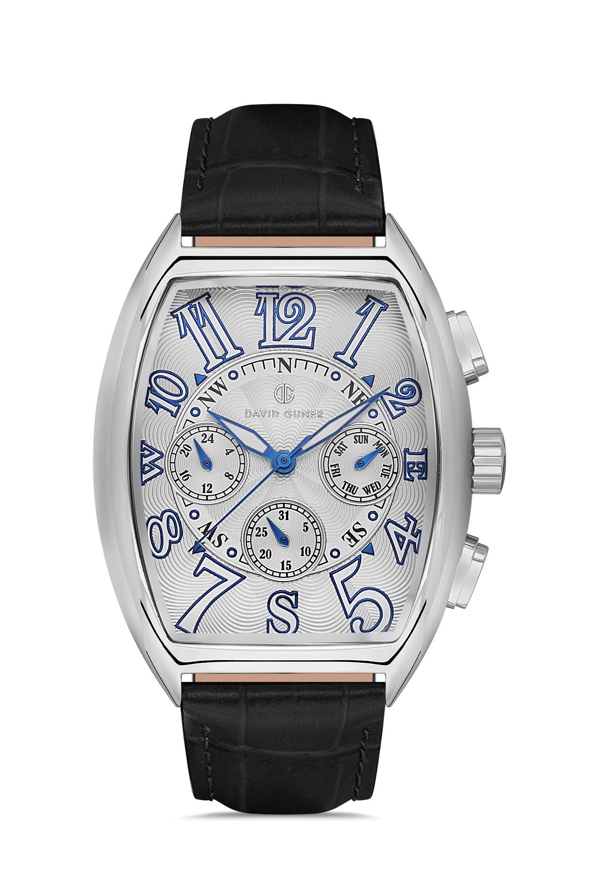 DAVID GUNER GÜMÜŞ KAPLAMALI BEYAZ KADRANLI ERKEK KOL SAATİ DG-8707GB-J1