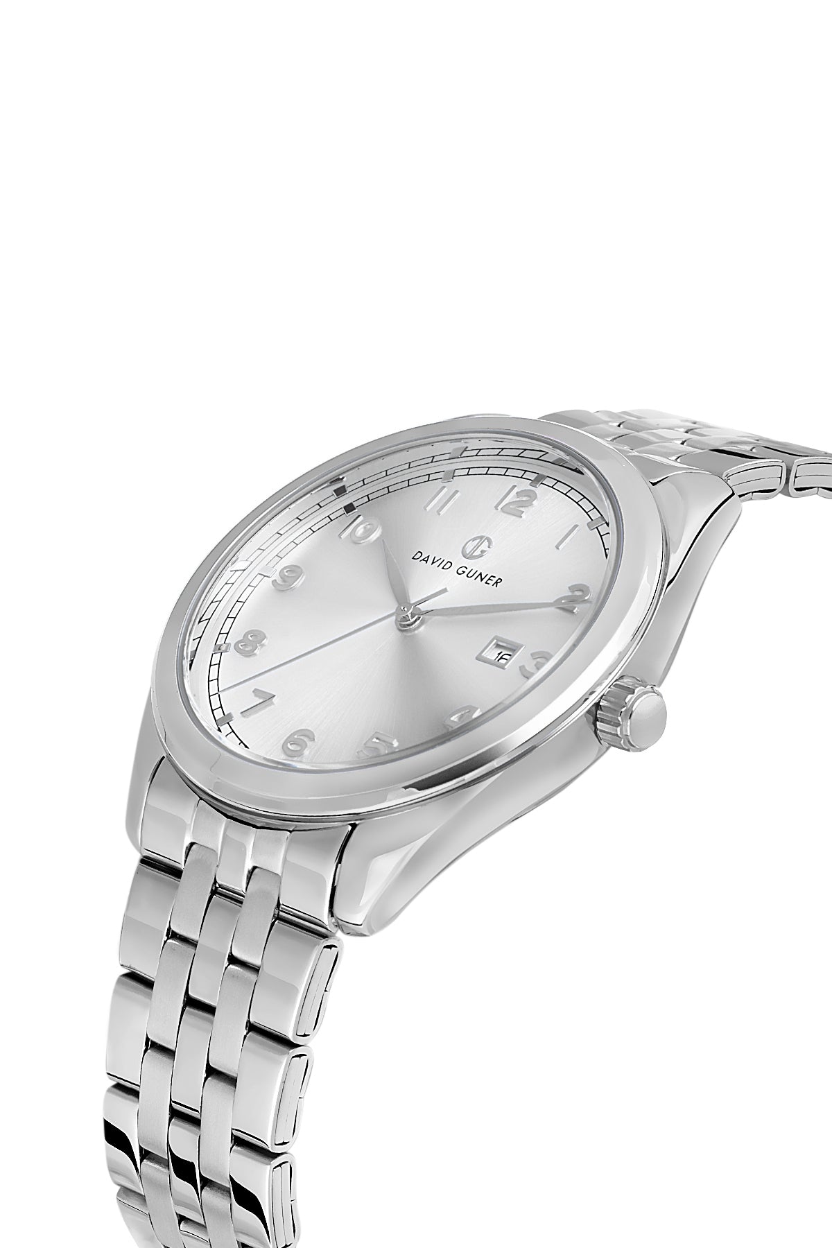DAVID GUNER GÜMÜŞ KAPLAMALI BEYAZ KADRANLI ERKEK KOL SAATİ - DG-8733GA-A1