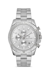 DAVID GUNER Gümüş Kadranlı Gümüş Kaplama Paslanmaz Masif Çelik Kordonlu Multi Fonksiyon Erkek Kol Saati