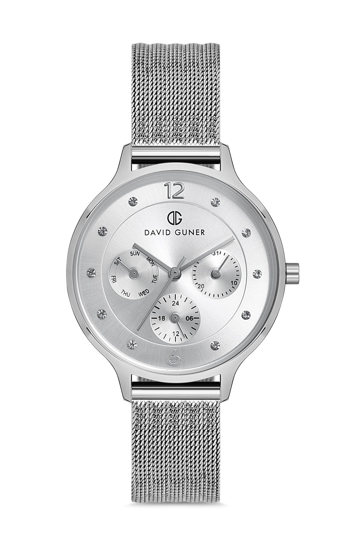 DAVID GUNER GÜMÜŞ KAPLAMALI BEYAZ KADRANLI KADIN KOL SAATİ - DG-8120LC-A1