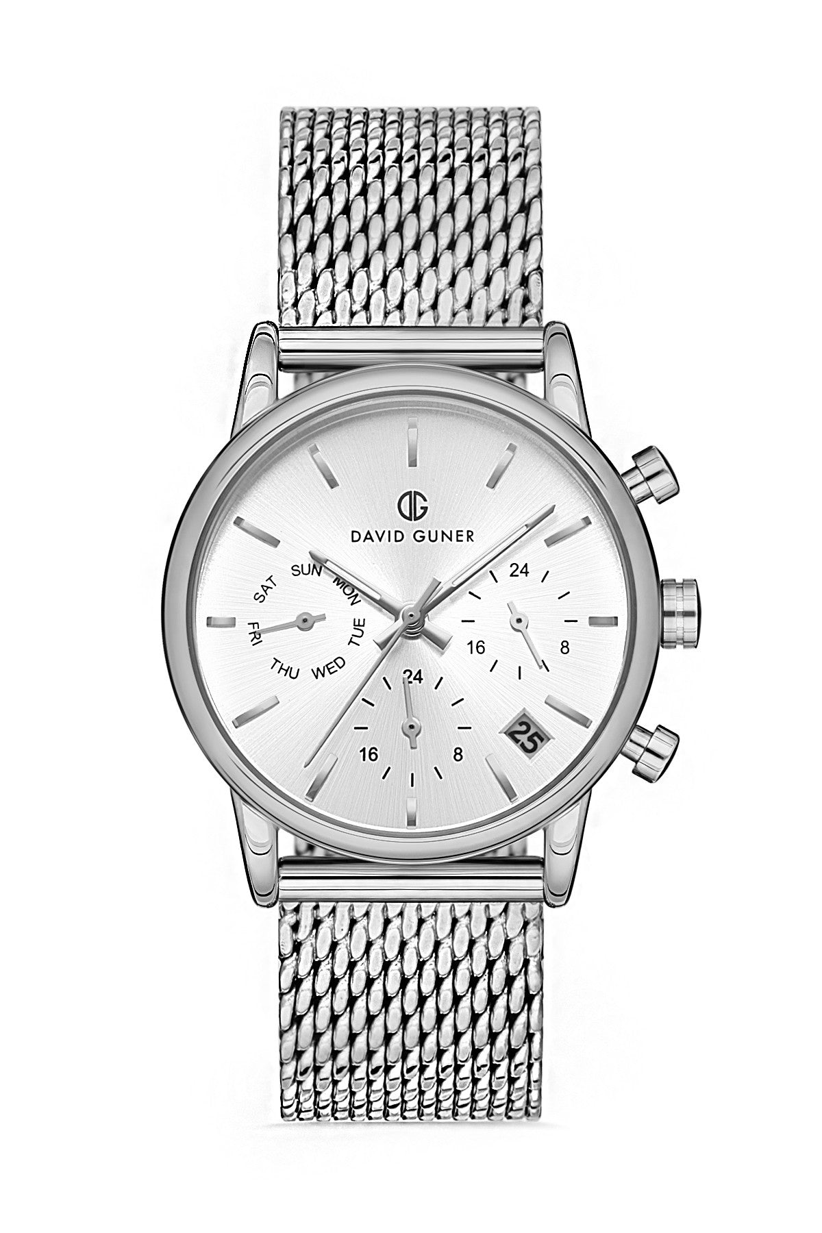 DAVID GUNER GÜMÜŞ KAPLAMALI BEYAZ KADRANLI KADIN KOL SAATİ - DG-8322LC-A1