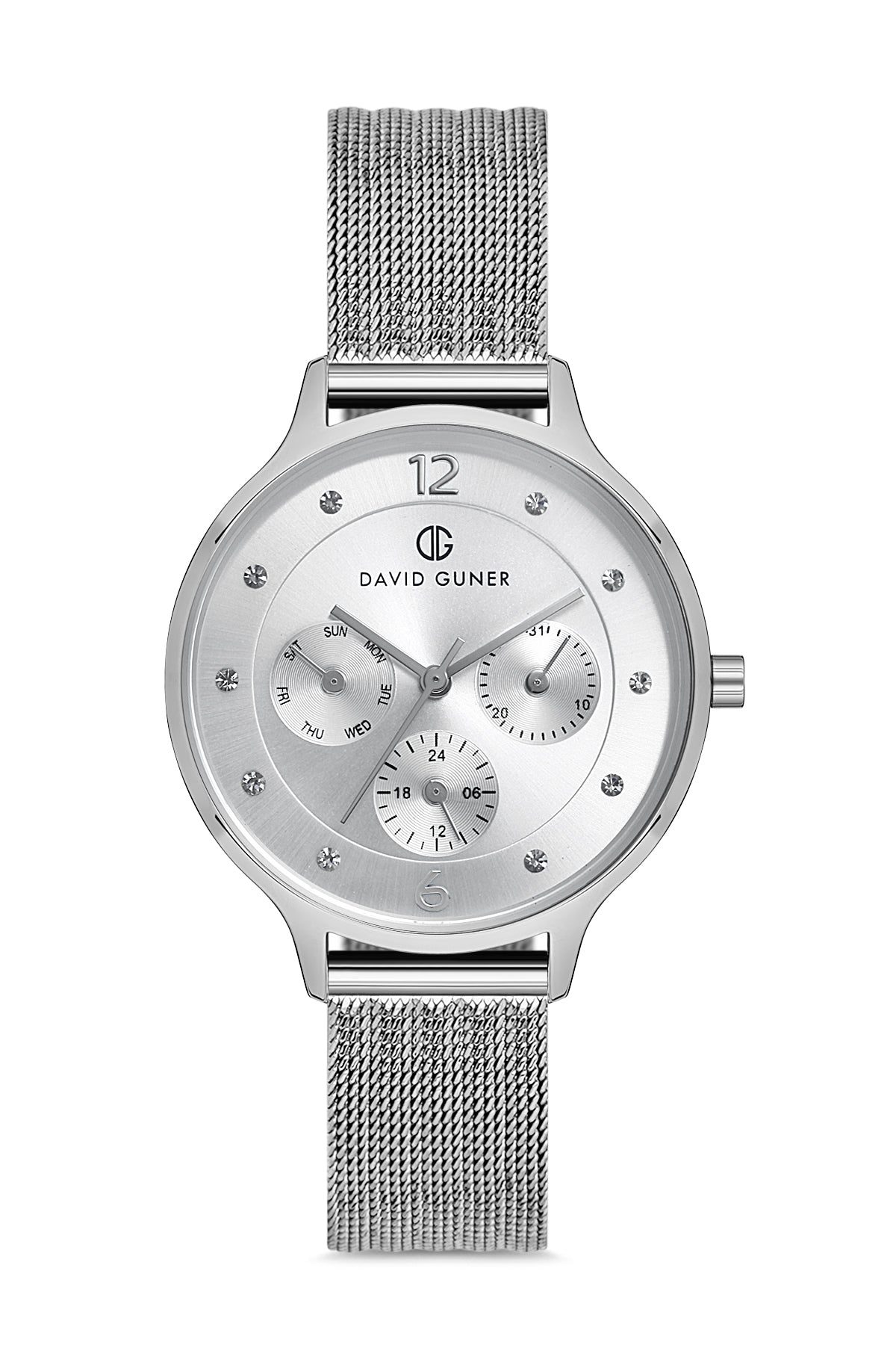 DAVID GUNER GÜMÜŞ KAPLAMALI BEYAZ KADRANLI KADIN KOL SAATİ - DG-8120LC-A1