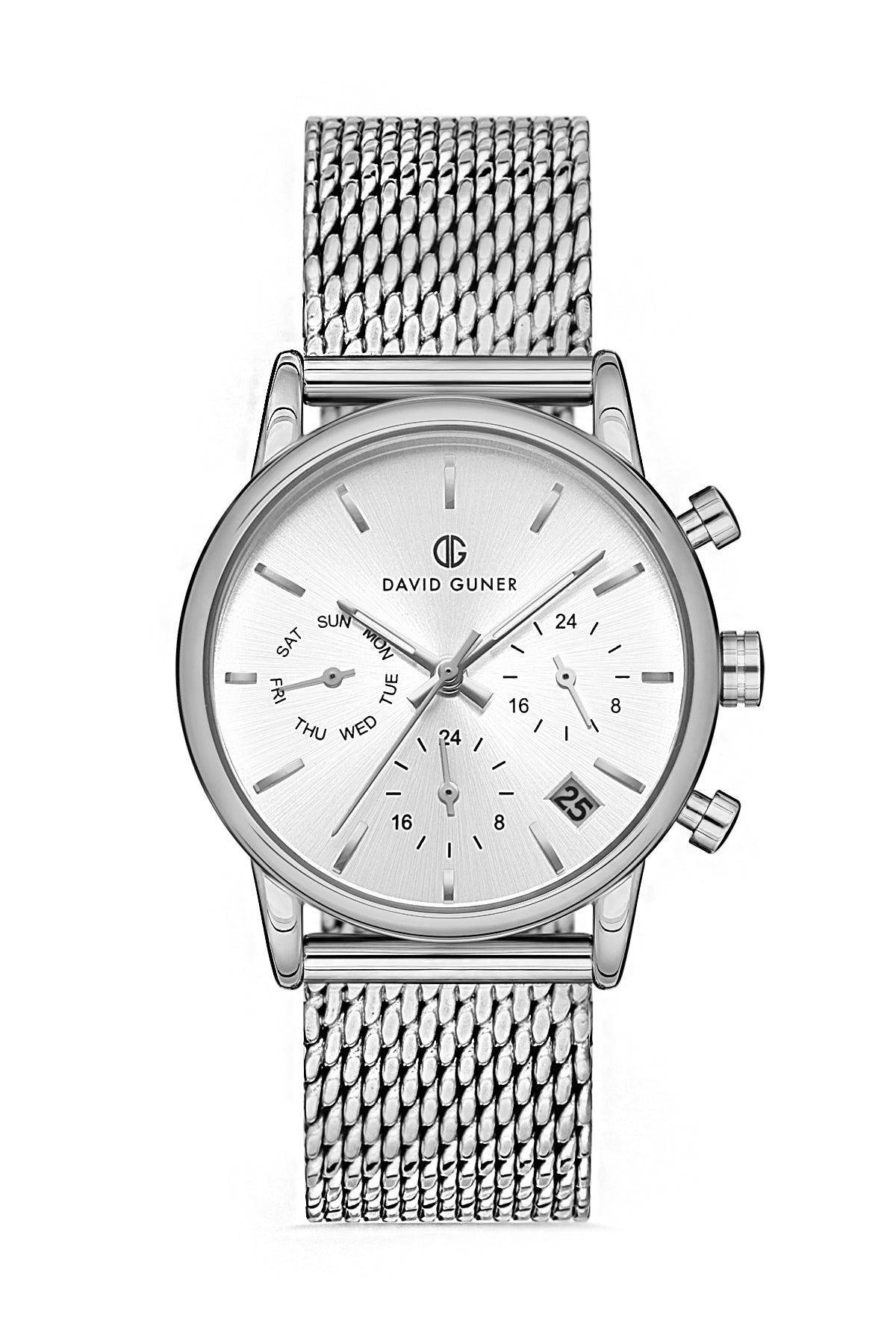 DAVID GUNER GÜMÜŞ KAPLAMALI BEYAZ KADRANLI KADIN KOL SAATİ - DG-8322LC-A1